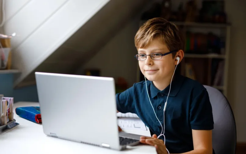 boy studying at home